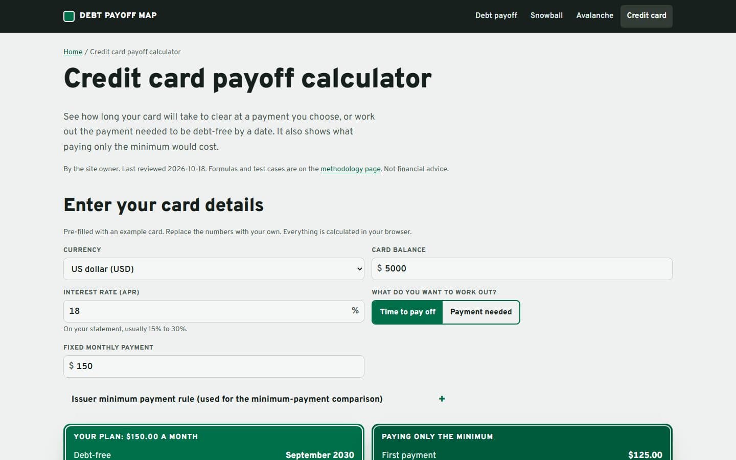 The credit card payoff calculator.