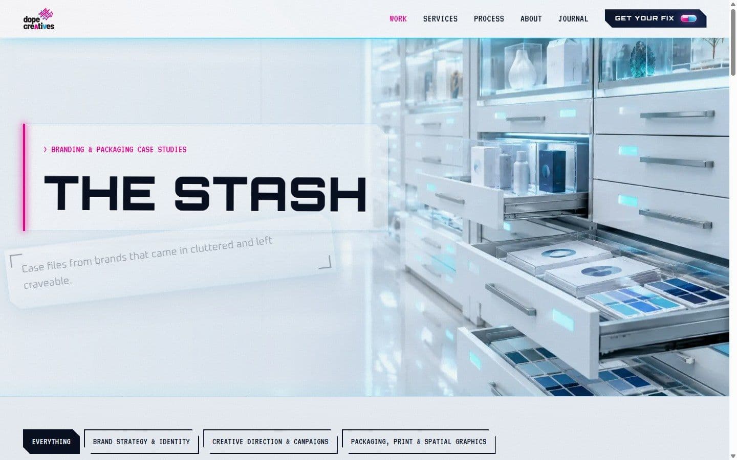 Case studies, filterable by service.