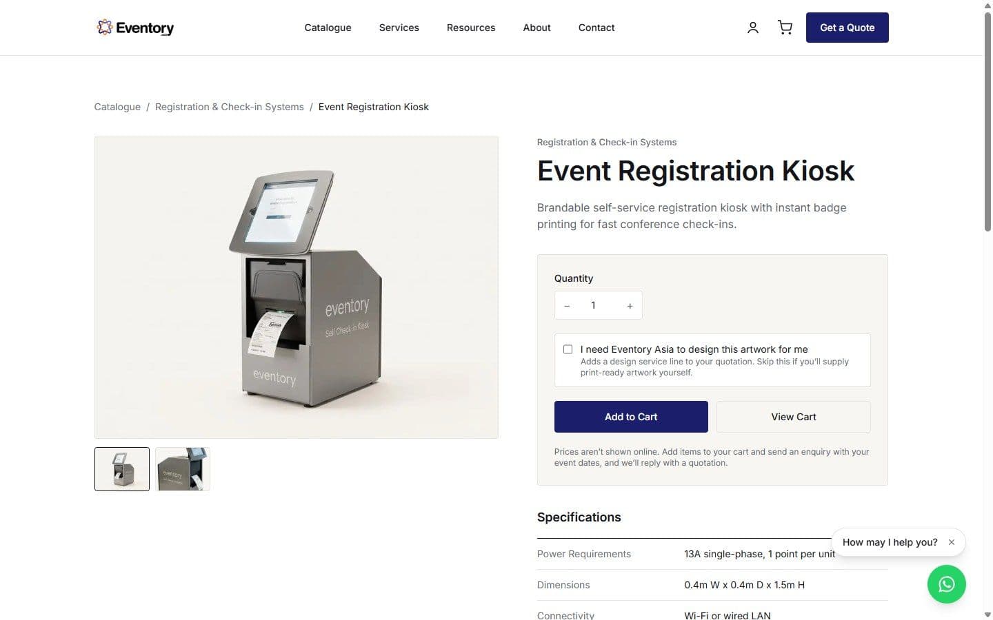 Product pages with specs, gallery and add-to-quote.