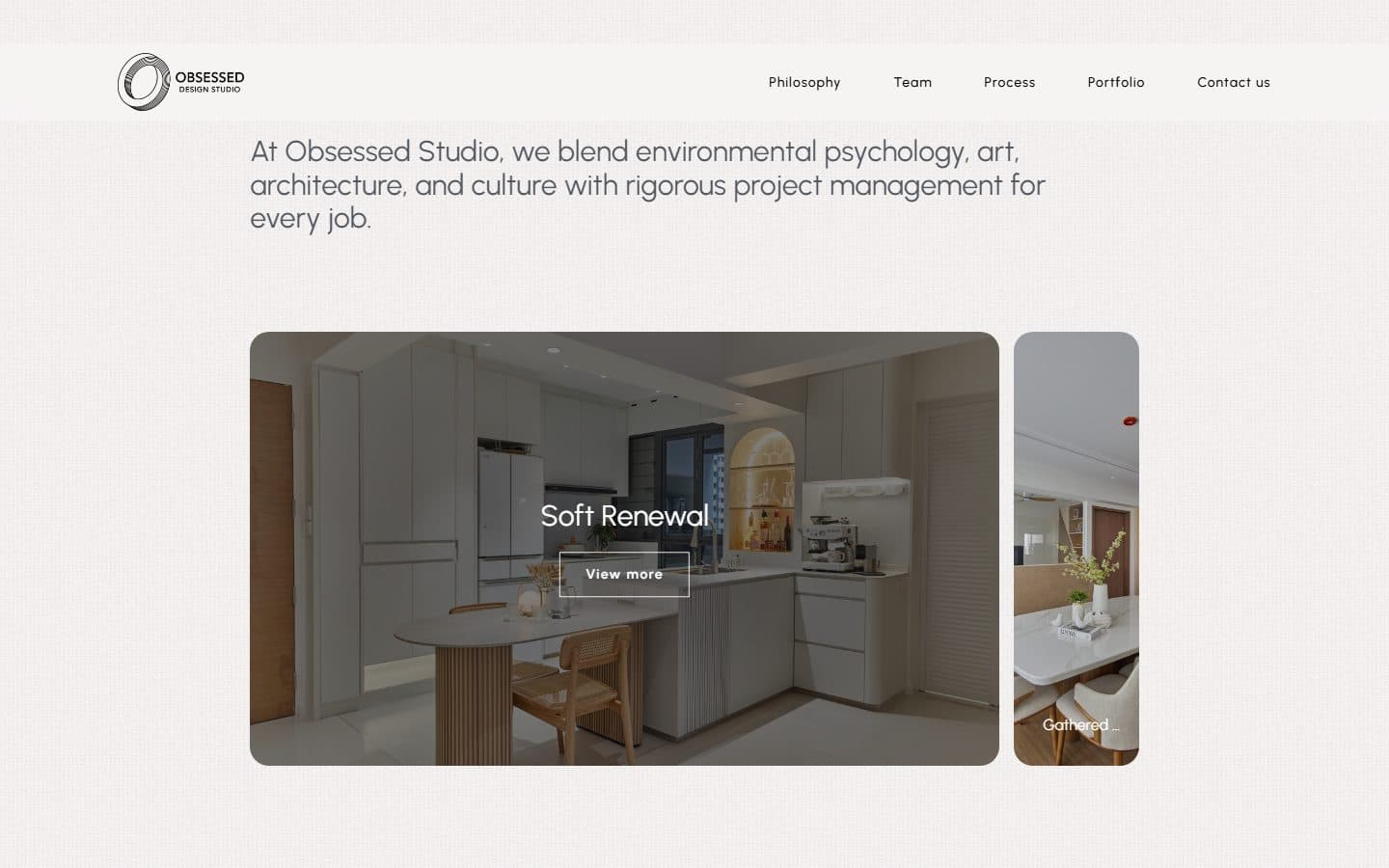 The portfolio, one project open at a time.