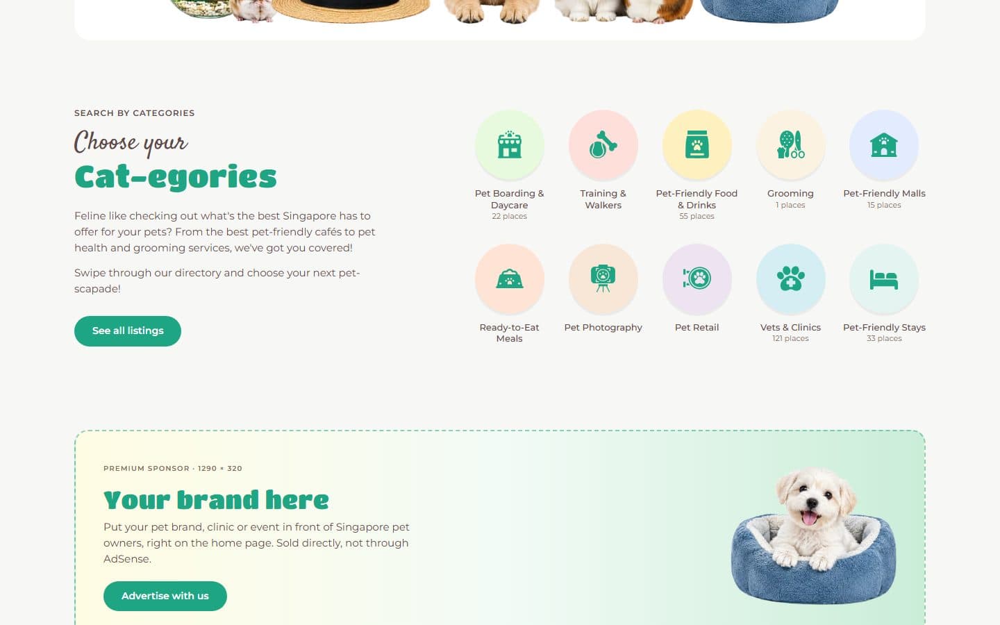 Ten categories, from vets and groomers to pet-friendly stays.