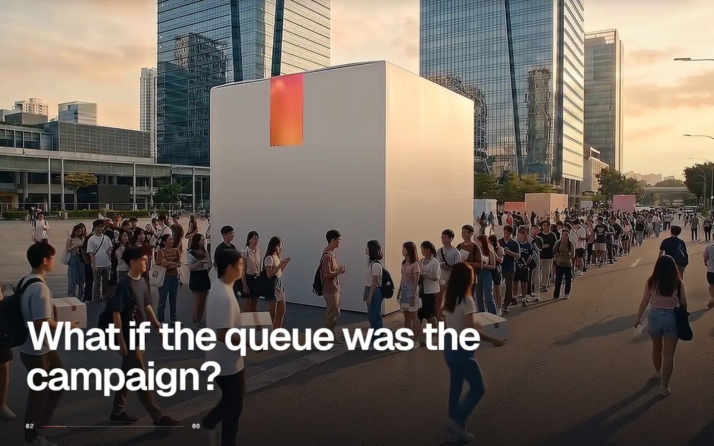 A concept scene: what if the queue was the campaign?