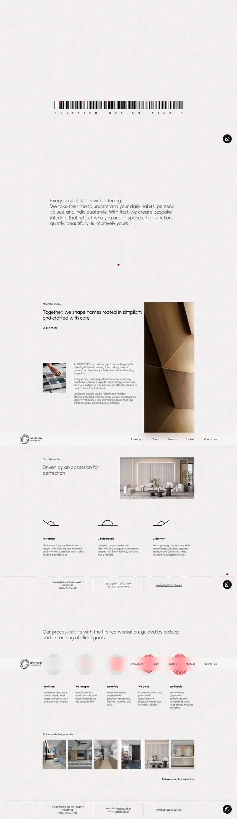 Obsessed Design Studio website, full page